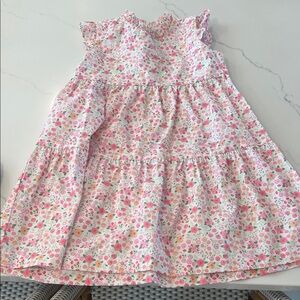 Little English Girls Pink Floral Tiered Sundress